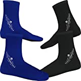 Beach Socks [2 Pairs] Wear in Sand Playing Volleyball & Soccer or as Booties for Snorkeling, Diving & Water Sports - Kids, Women & Men - by Nordic Essentials™ - (Black + Blue, M) - 1 Year Warranty