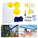 KLOP256 Volleyball Net and Ball Set, Portable Beach Volleyball Net with Stand Mesh + Adjustable Height System