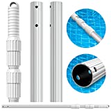 UGarden Upgraded 12 Foot Aluminum Telescopic Swimming Pool Pole, 1.30mm Wall-Thickness, Adjustable 3 Piece Expandable Step-Up, Attach Connect Skimmer Nets, Rakes, Brushes, Vacuum Heads with Hoses